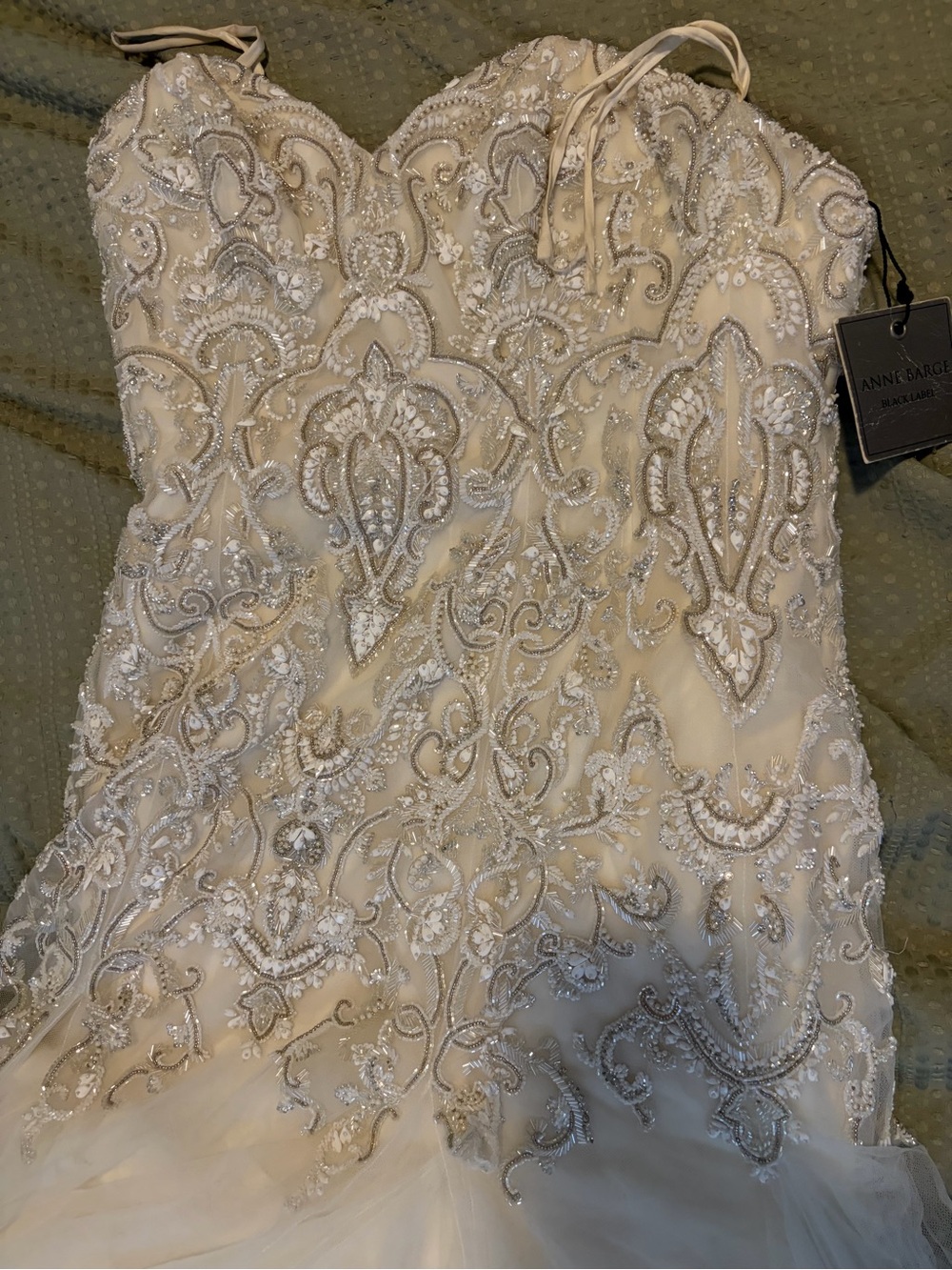 Anne Barge Ivory Beaded Strapless Wedding Gown